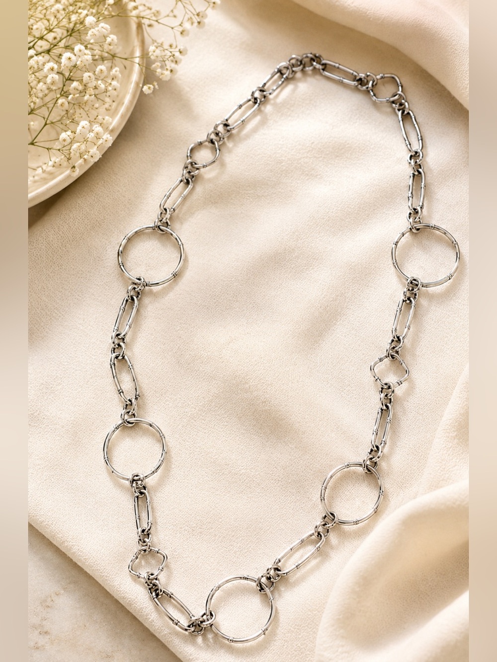 John Hardy Sterling Silver Bamboo Graduated Link Necklace – 36”